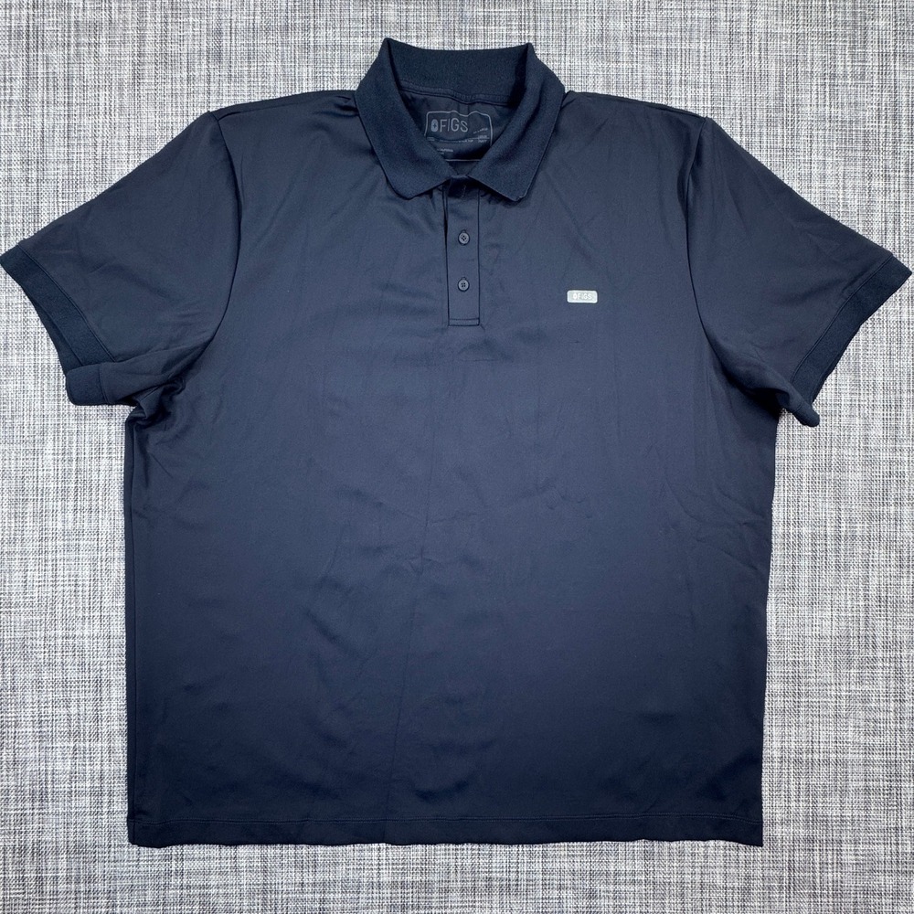 FIGS Rocco FORMx Polo Scrub Top Mens XXL Navy Blue Stretch Nylon Short Sleeve